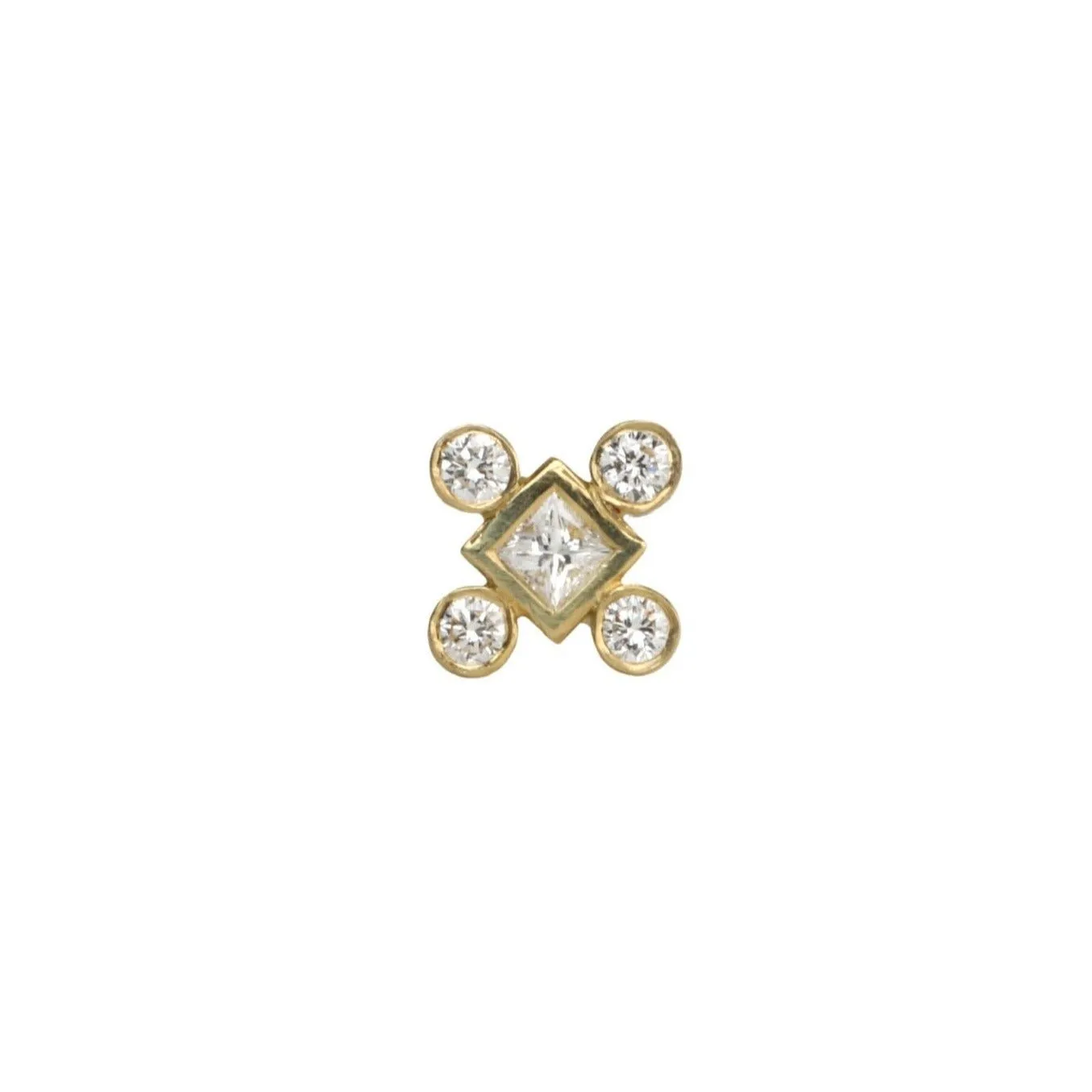 18K Gold Mix-It-Up Plus Diamond Cluster Stud