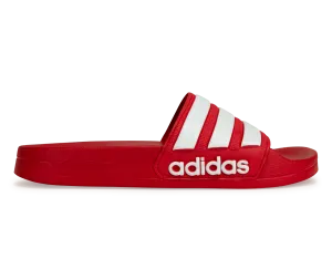 adidas Men's Adilette 3-Stripe Shower Slides Red/White