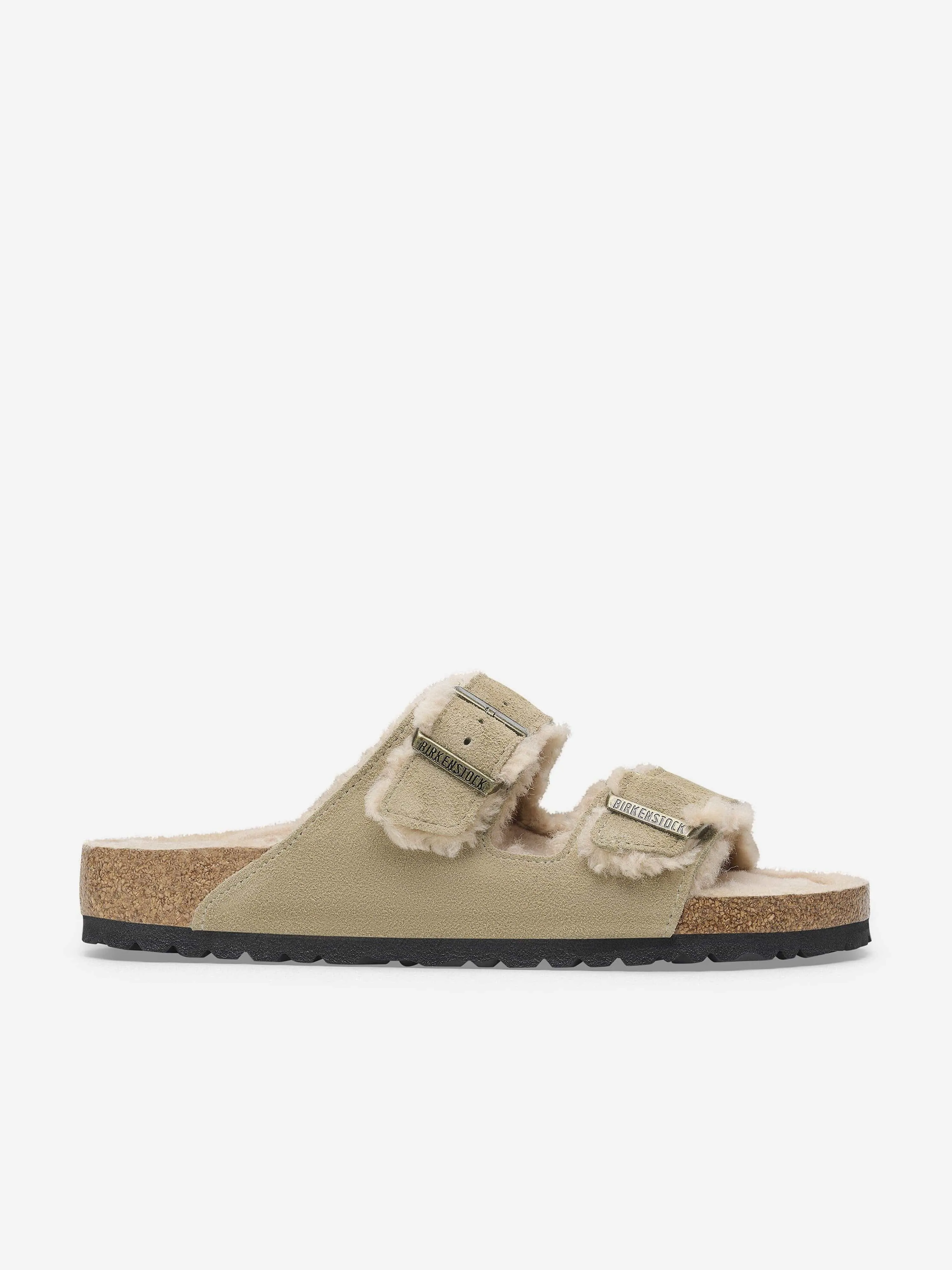 BIRKENSTOCK Kids Arizona Shearling Suede Sandals in Beige