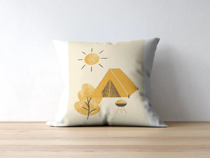 Camping Art INSTANT DOWNLOAD Art Print, Nature Wall Art, Outdoors Lovers, National Park Poster, Yellow Wall Art, Camping Decor