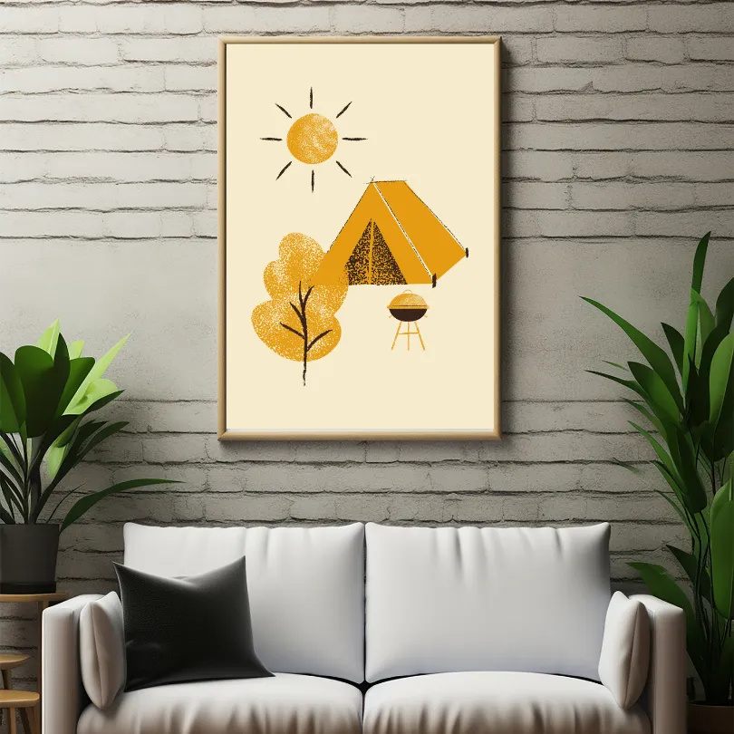 Camping Art INSTANT DOWNLOAD Art Print, Nature Wall Art, Outdoors Lovers, National Park Poster, Yellow Wall Art, Camping Decor