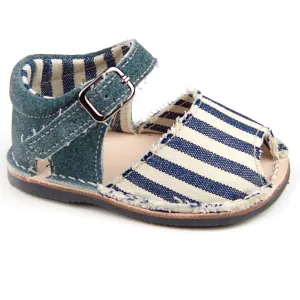 Casual Sandals Stripes Navy Blue Boys Leather Shoes for baby and infant