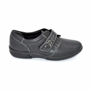 DB Healey/Rory - Ladies Wide Fit Velcro Close Shoe - 4E Fitting - Black