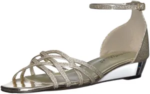 Easy Street Womens Tarrah Sandals Color Gold Glitter Size 7 Wide Pair of Shoes