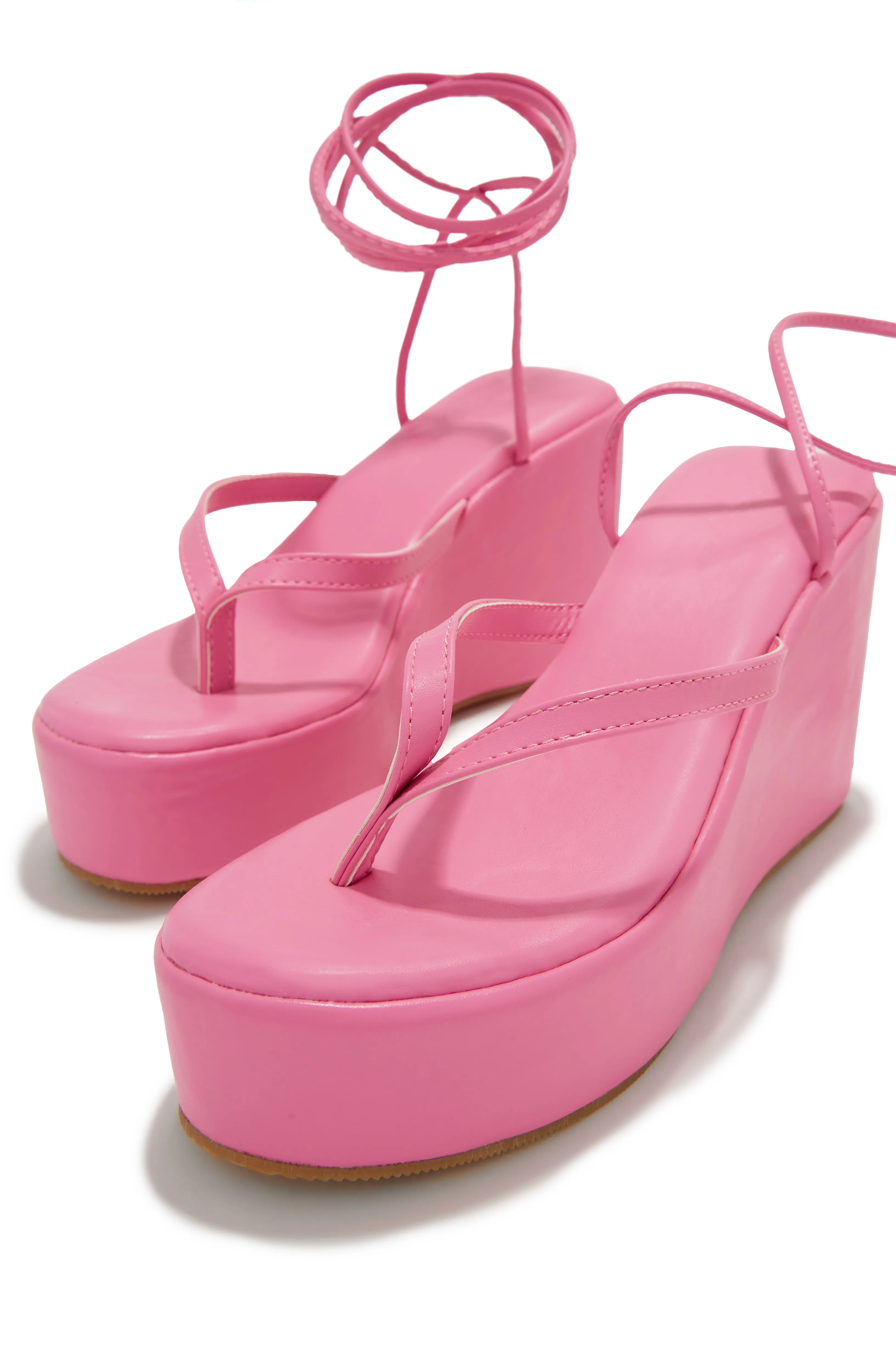 En Paradis Lace Up Platform Sandals - Pink