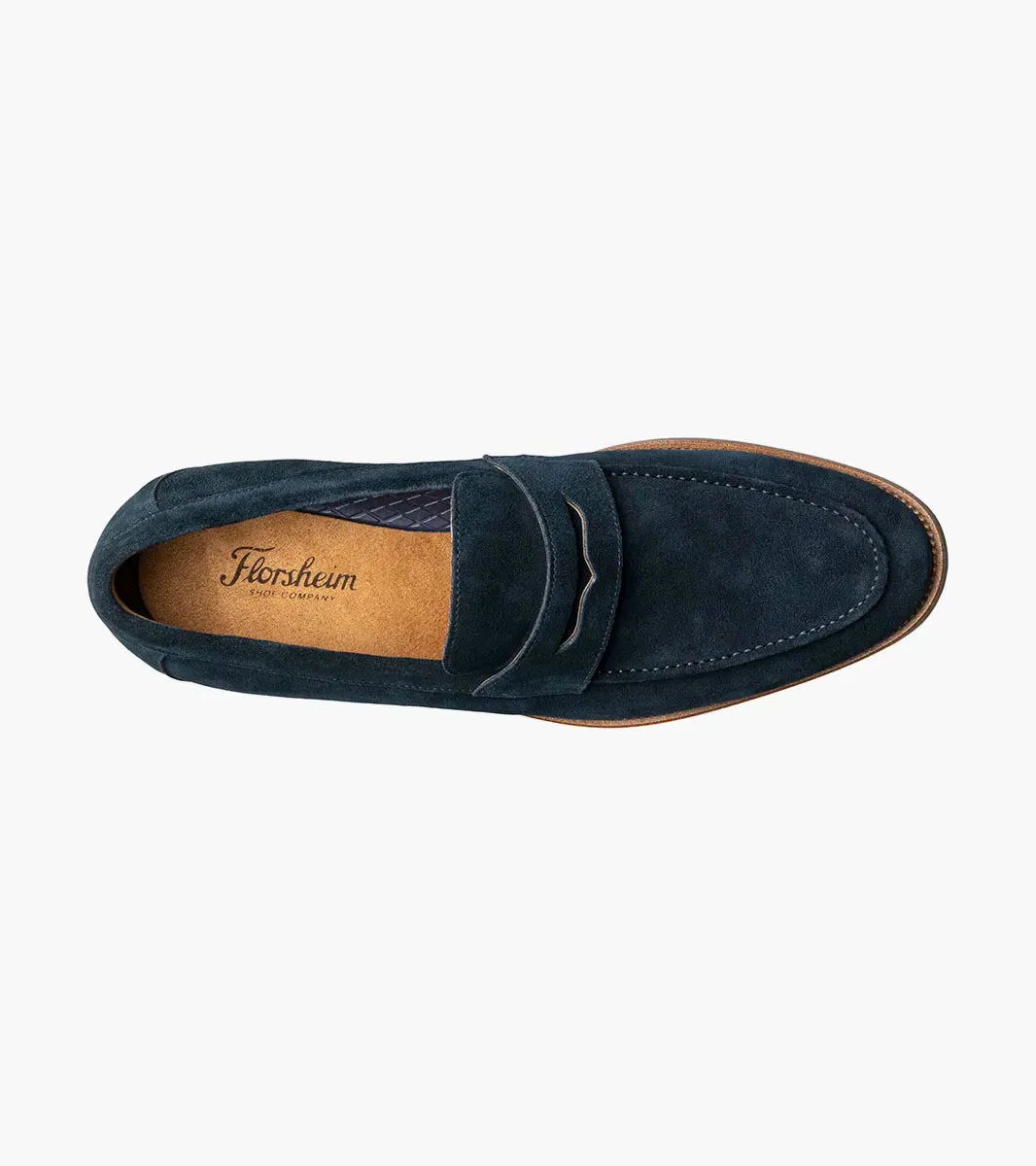 Florsheim Mens Rucci Suede Penny Loafer Shoe-Navy