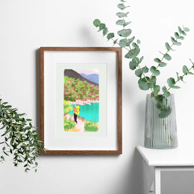 Hiker Camper Artwork INSTANT DOWNLOAD Art Print, Mountain Wall Art, Hiking Decor, Nature Wall Art, Outdoors Lovers, National Park Poster