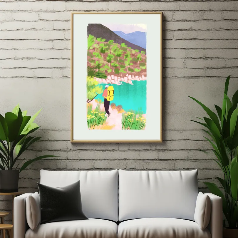 Hiker Camper Artwork INSTANT DOWNLOAD Art Print, Mountain Wall Art, Hiking Decor, Nature Wall Art, Outdoors Lovers, National Park Poster