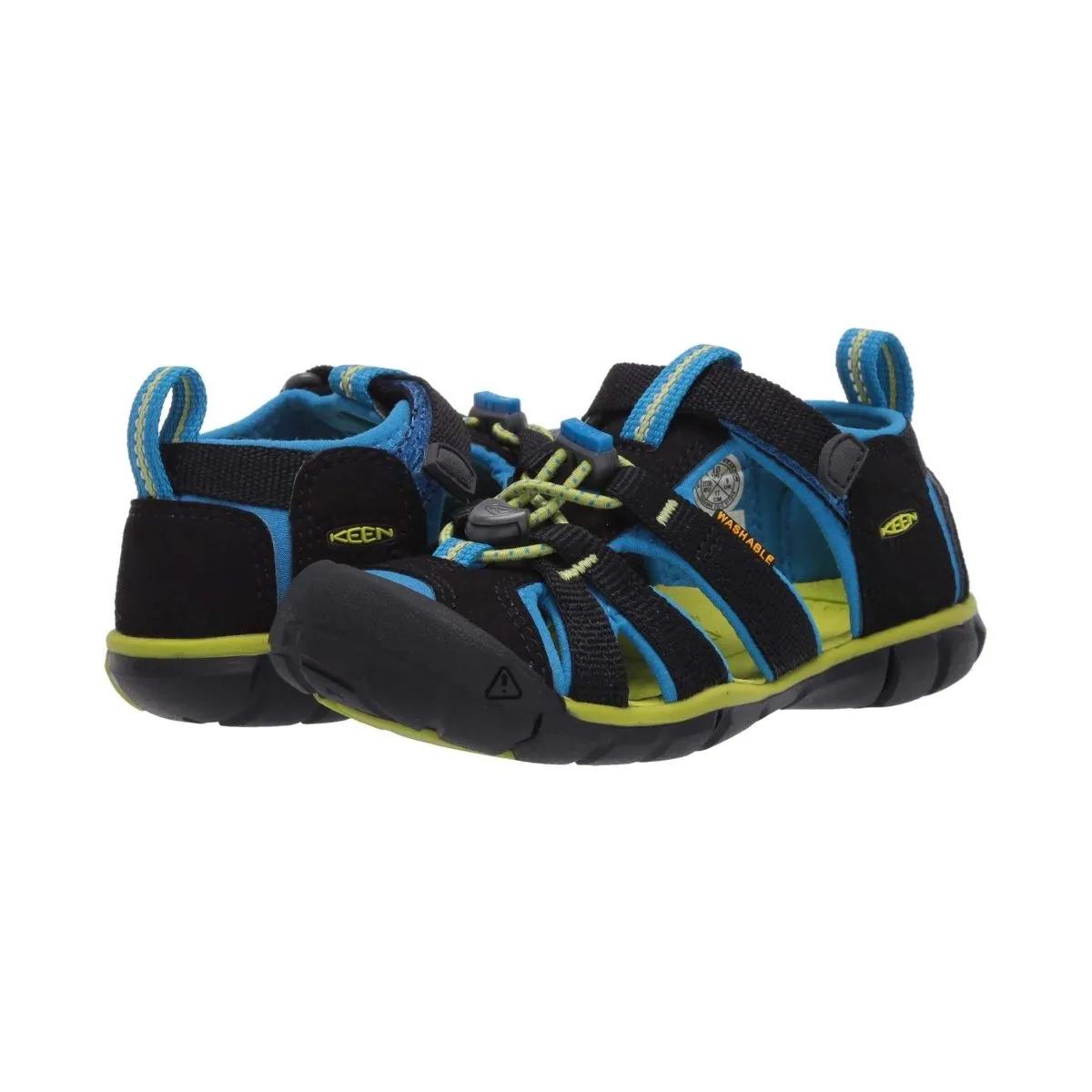 Keen Boy's (Sizes 1-7) Seacamp Black/Blue/Lime