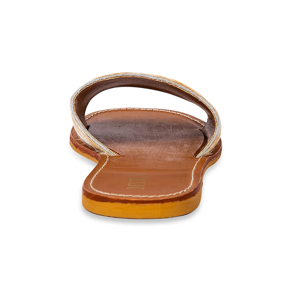 Kemma Hair-On Hide Sandals In Light And Caramel