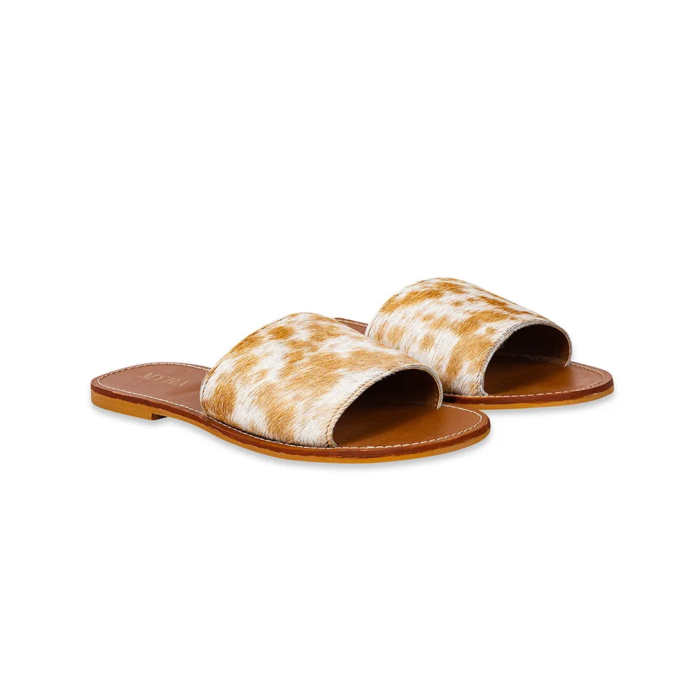 Kemma Hair-On Hide Sandals In Light And Caramel