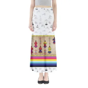 Ledger Round Dance Clay Full Length Maxi Skirt