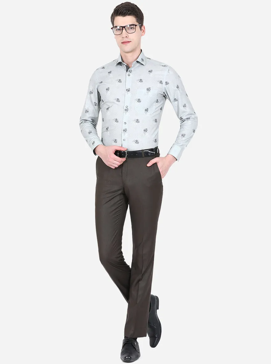 Light Blue Printed Slim Fit Party Wear Shirt | Greenfibre