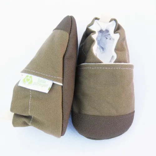 Little Pitterpat Khaki Canvas Non-Slip Soft Sole Shoes