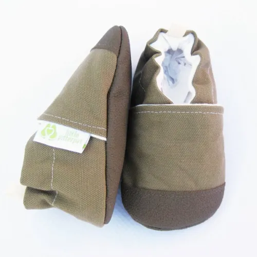 Little Pitterpat Khaki Canvas Non-Slip Soft Sole Shoes