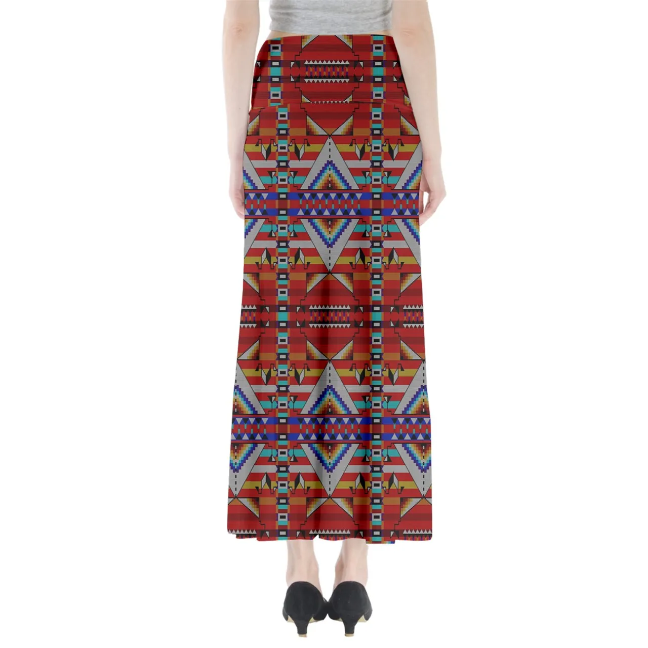 Medicine Blessing Red Full Length Maxi Skirt