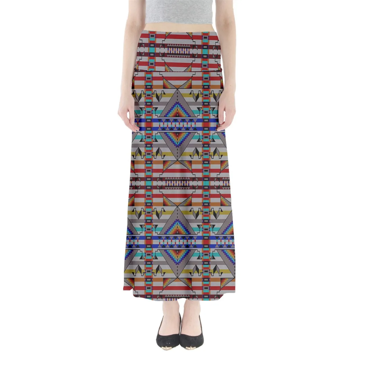 Medicine Blessing White Full Length Maxi Skirt