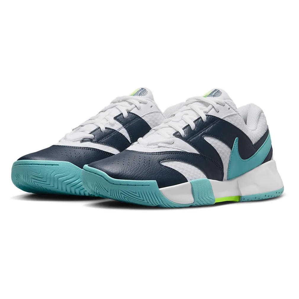 Mens Court Lite 4 Tennis Shoes White and Denim Turquoise