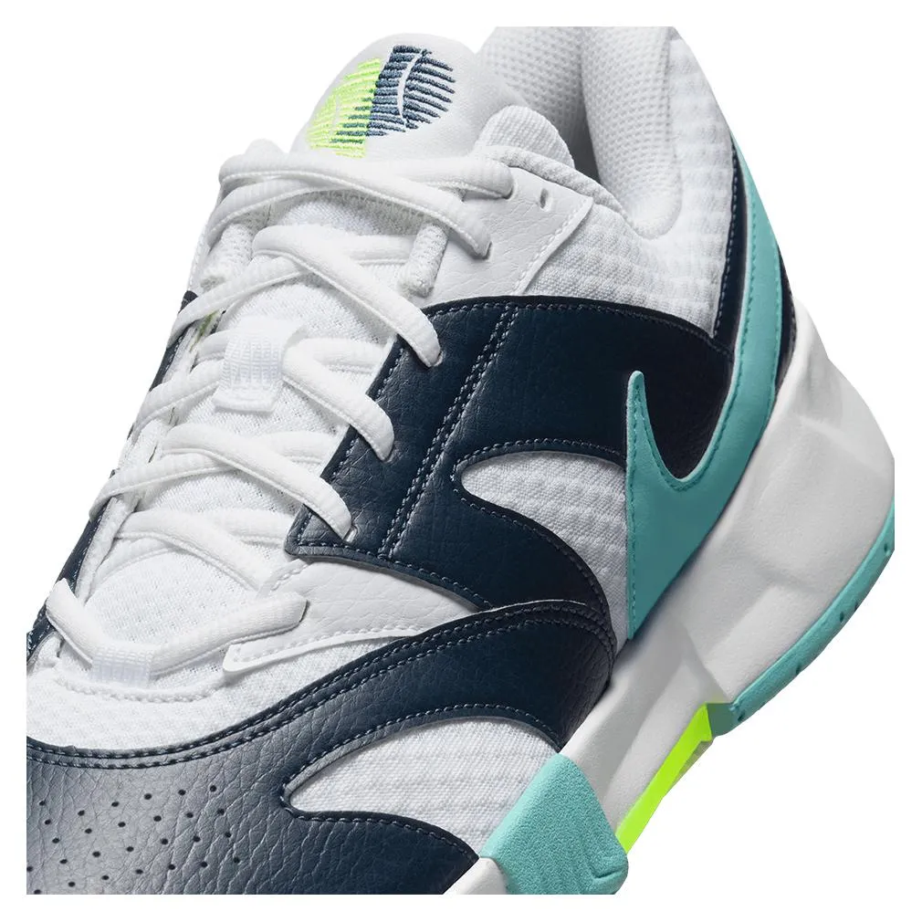 Mens Court Lite 4 Tennis Shoes White and Denim Turquoise