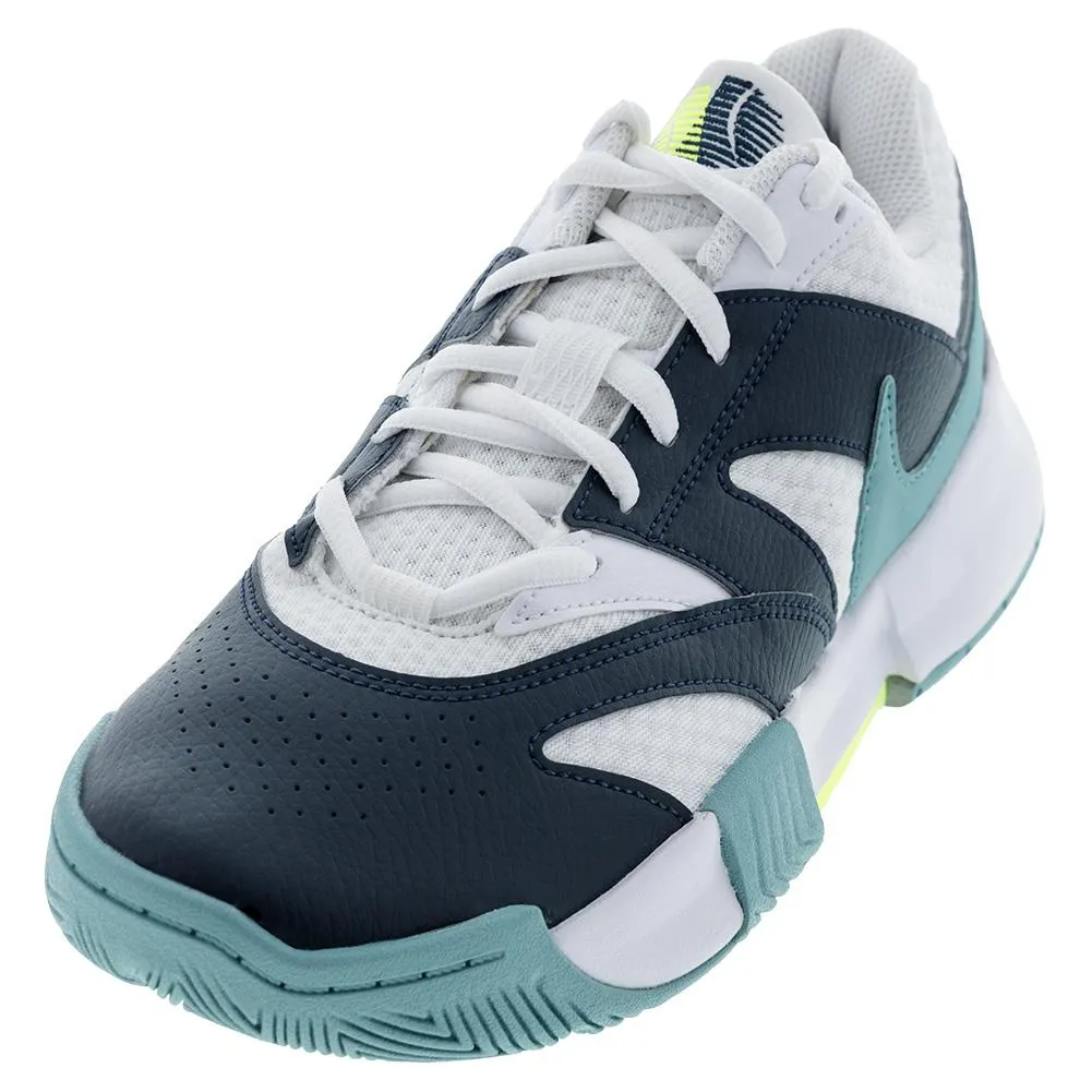 Mens Court Lite 4 Tennis Shoes White and Denim Turquoise