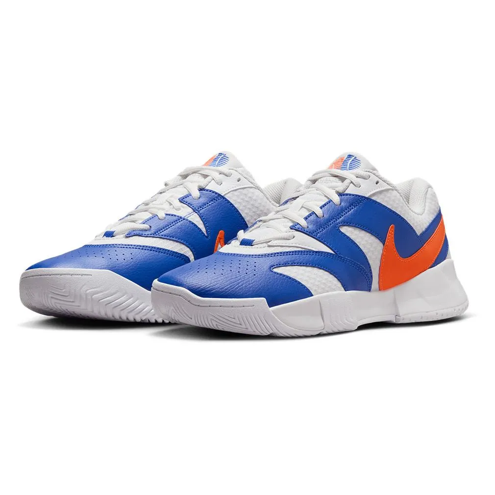 Men`s Court Lite 4 Tennis Shoes White and Hyper Crimson