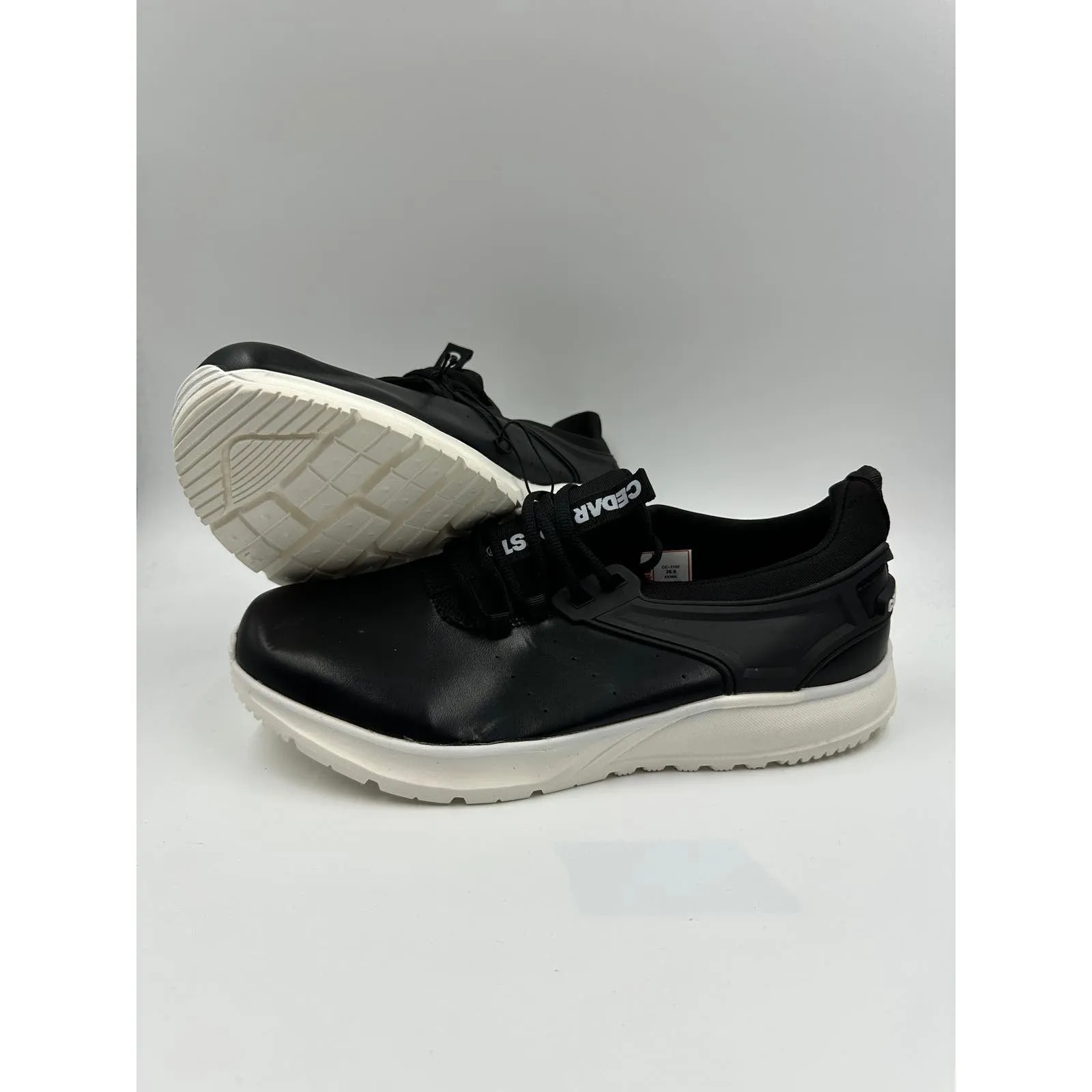 Men's Size 9, Black Synthetic Sneakers with Ultra Comfortable Rubbery Soles