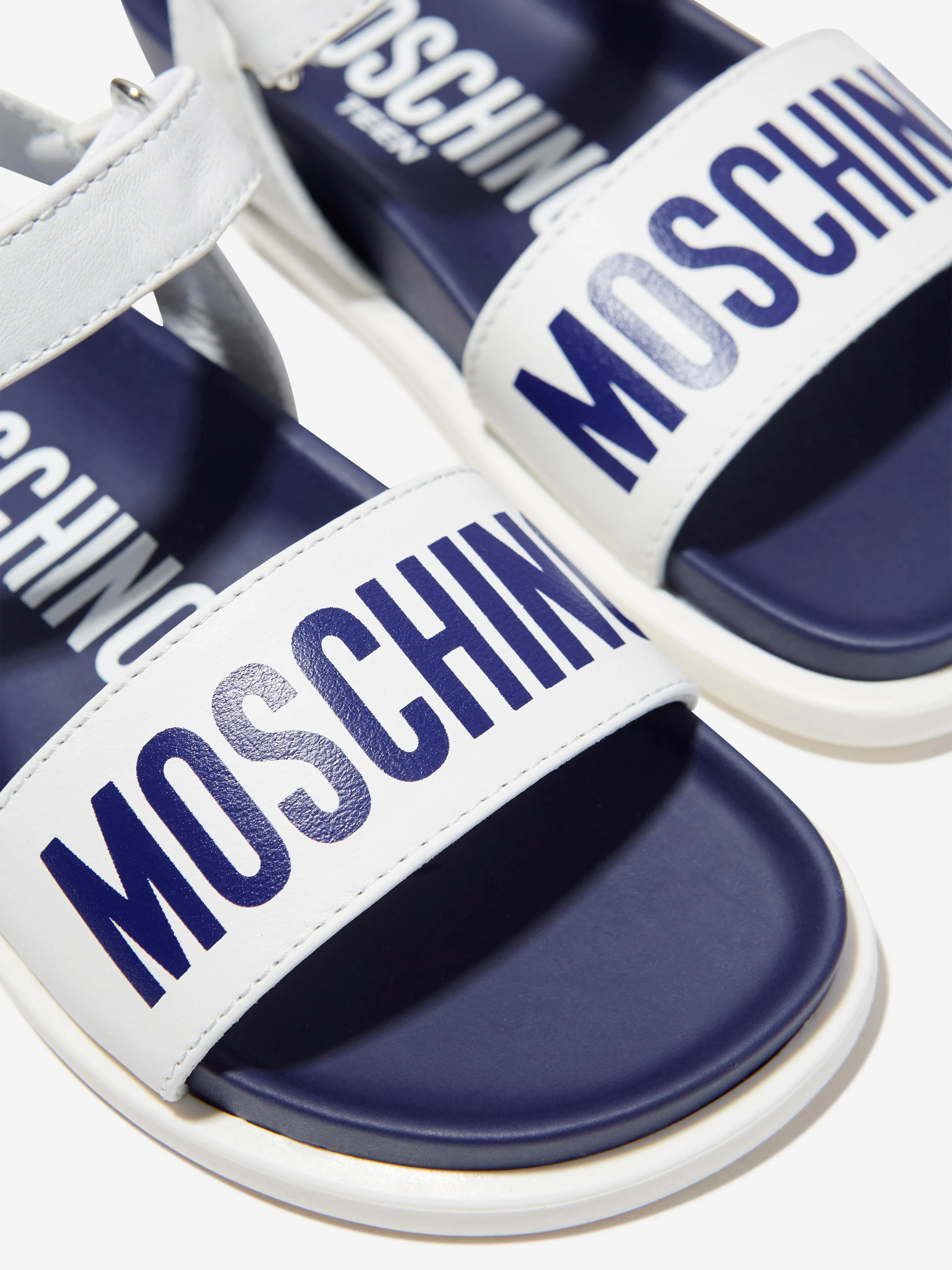 Moschino Boys Maxi Logo Sandals in White