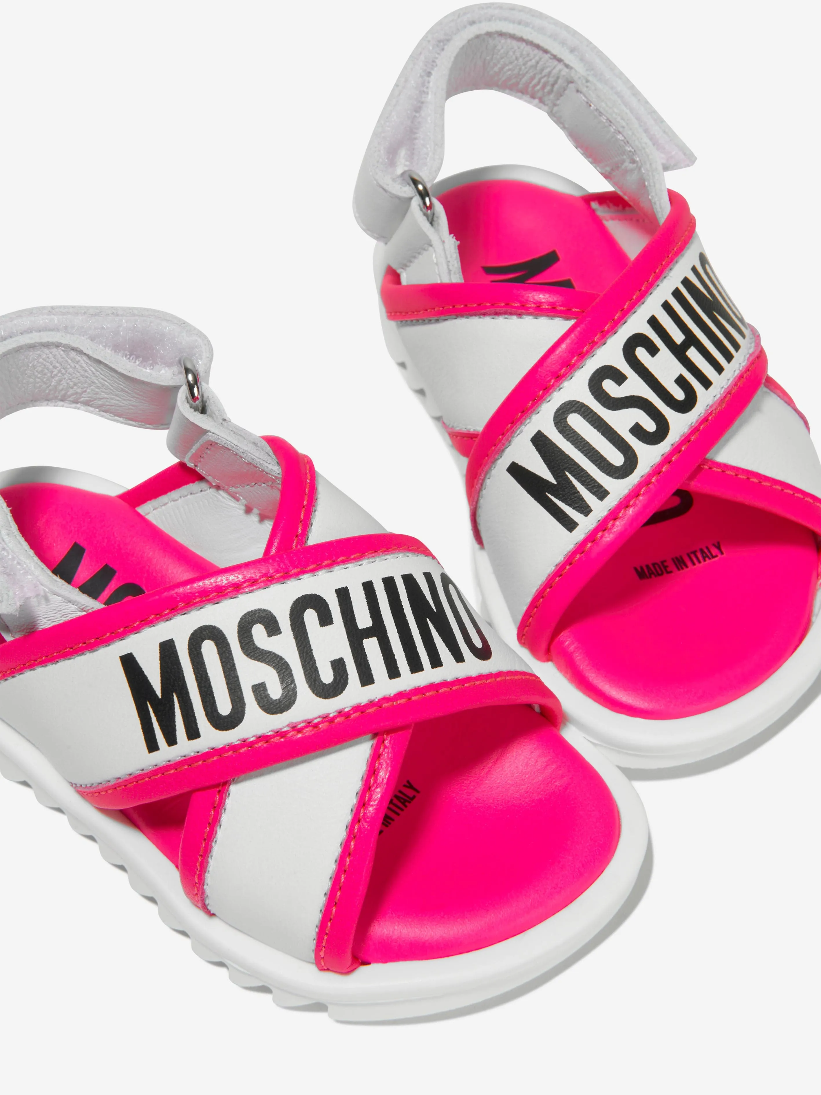 Moschino Girls Leather Logo Slingback Sandals