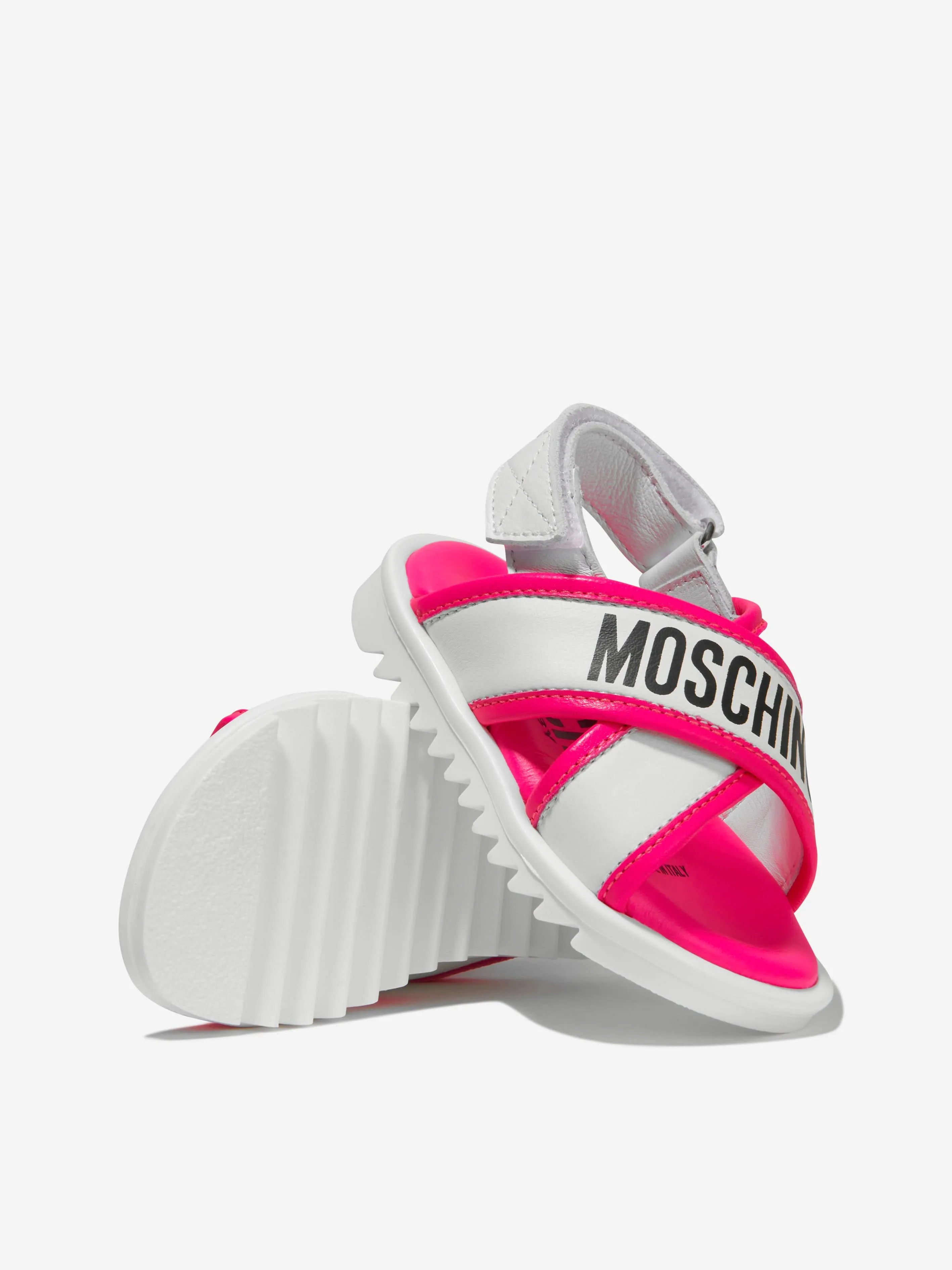 Moschino Girls Leather Logo Slingback Sandals