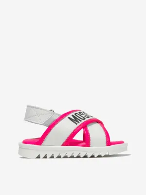 Moschino Girls Leather Logo Slingback Sandals