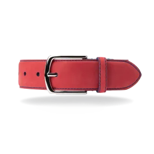 Nubuck Belt - Red Nubuck/Blue Stitch