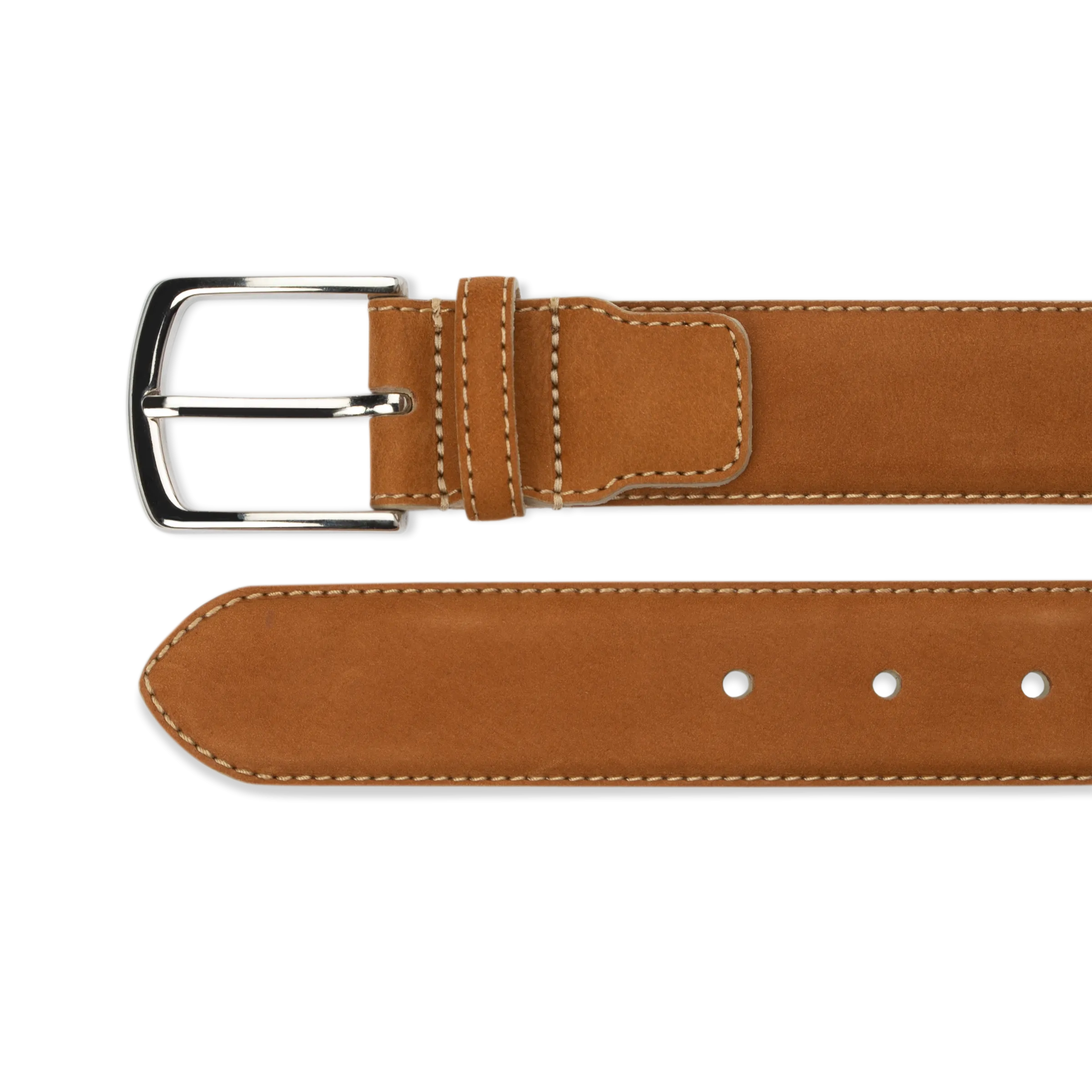 Nubuck Belt - Tan Nubuck/Bone White Stitch