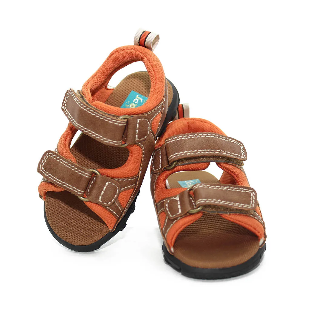 Scott David Justin Sandals Tan Orange Walkers Toddlers Boys - Kids Shoes