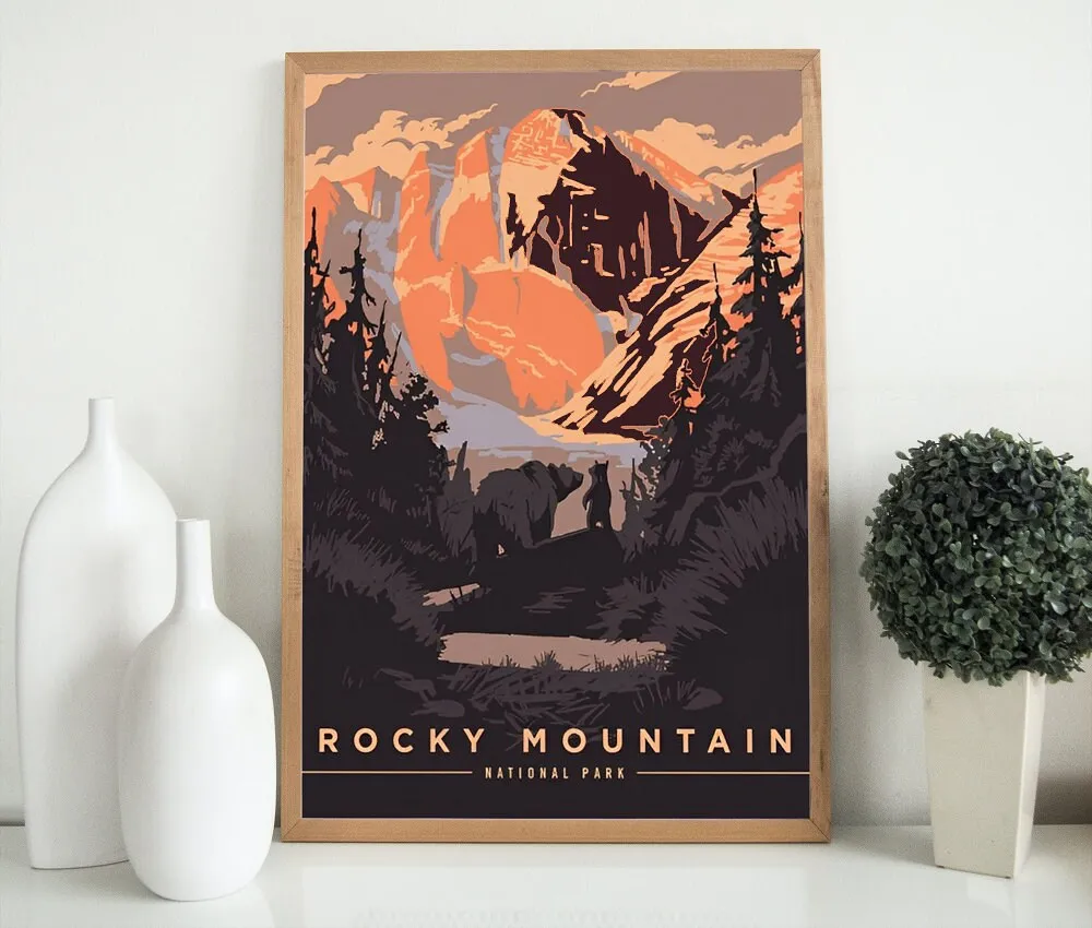 Set Of 3 Mount Rainier Rocky Mountain Yosemite National Park Posters PRINTABLE ART, Vintage National Park Print, National Park Print, Vintage Wall Art