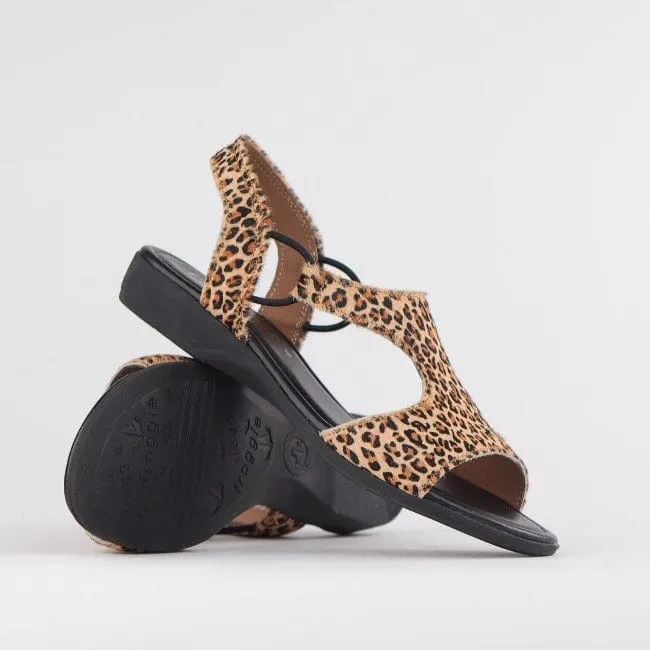 Slingback T-Bar Flat Sandal in Cheetah Tan - 12104