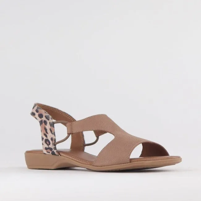 Slingback T-Bar Flat Sandal in Stone Multi - 12104