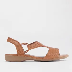 Slingback T-Bar Flat Sandal in Tan Multi - 12104