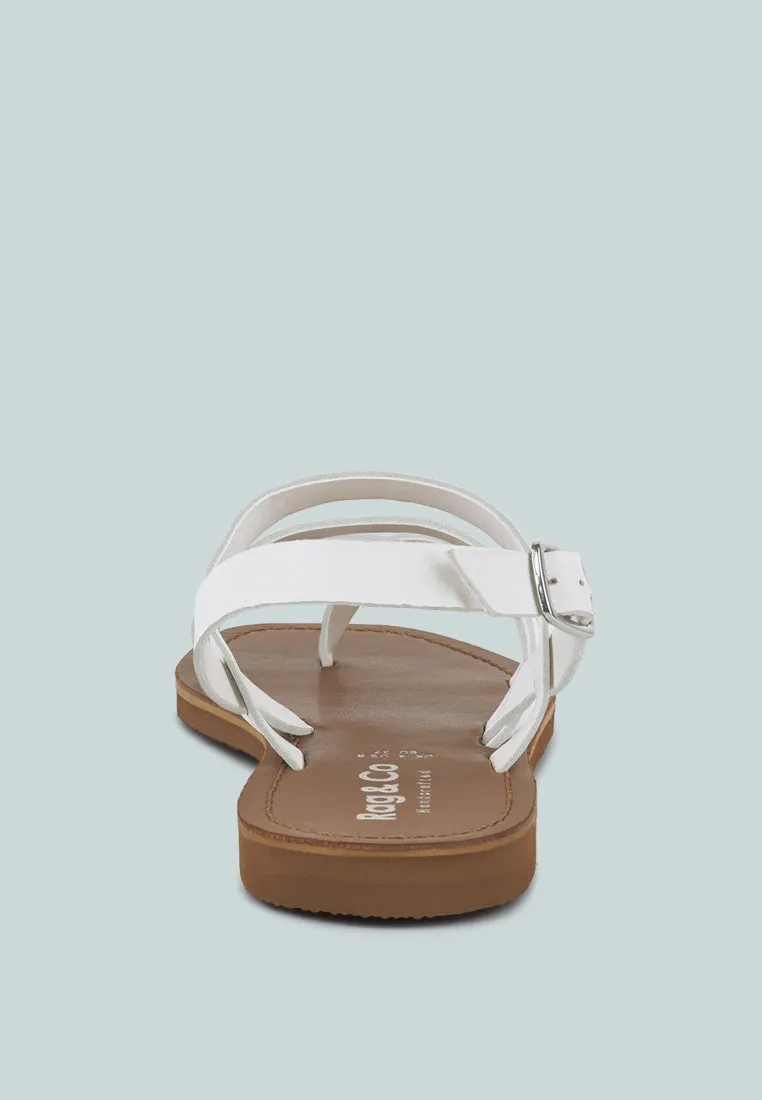 SLOANA White Strappy Flat Sandals