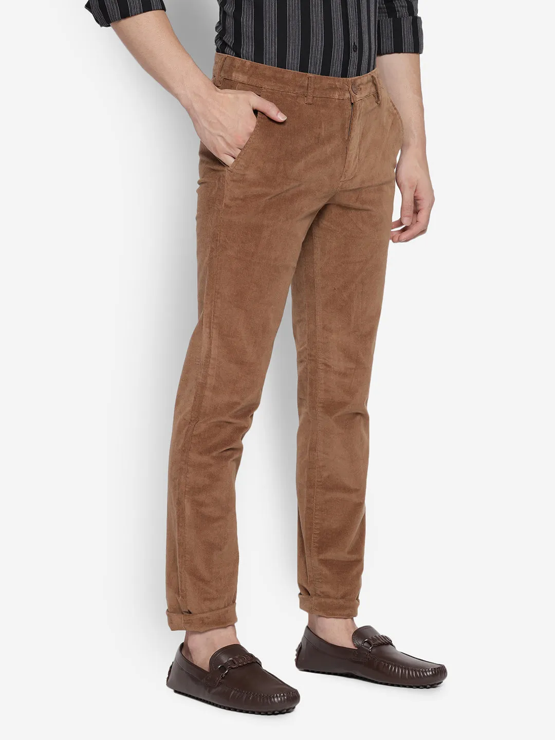 Solid Khaki Causal Trouser