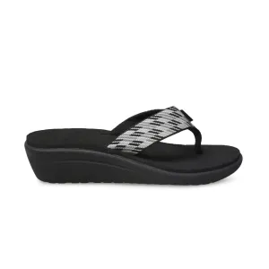 Teva Voya Wedge Nitro Black White Flip Flops - Women's