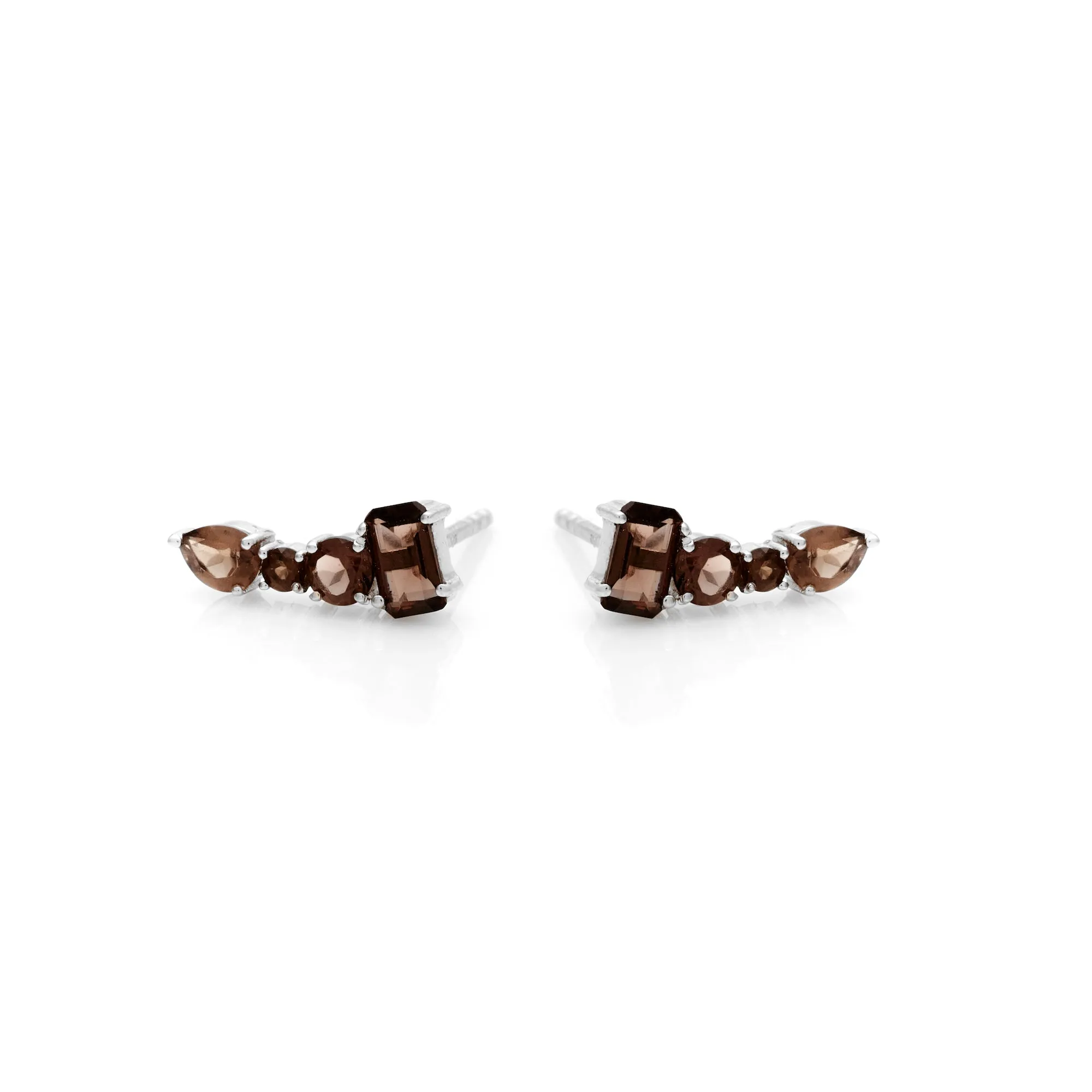 Theia / Ear Climbers / Smokey Quartz   Silver