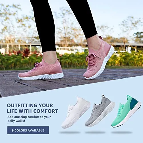 Womens Athletic Running Shoes Comfortable Tennis Shoes Lightweight Walking Shoes Lace Up Trainers Breathable Wide Fit Gym Sneakers