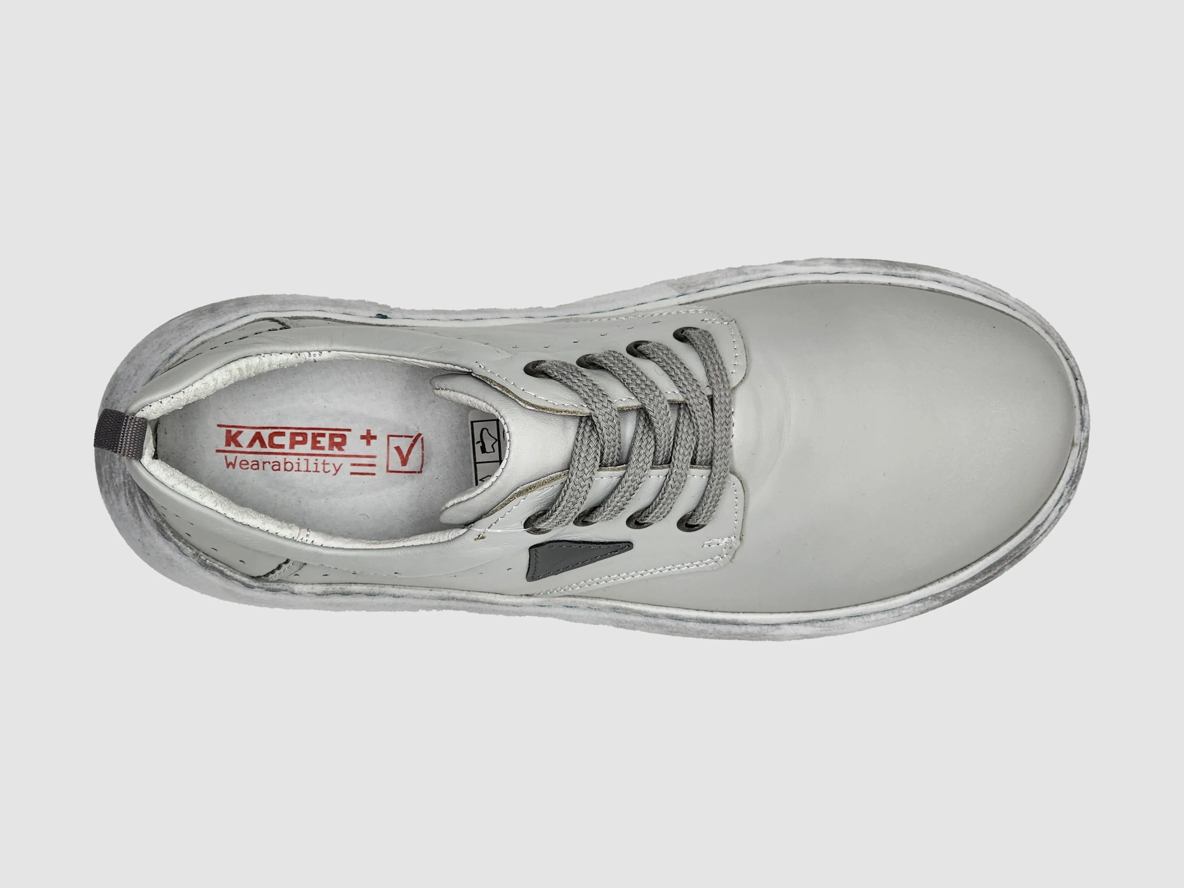 Women's Retro Leather Shoes - Grey