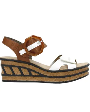 WOMEN'S RIEKER ROSE 76 WEDGE | WHITE / SHERRY