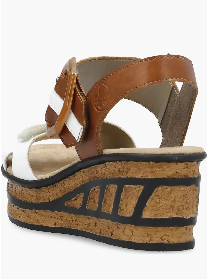 WOMEN'S RIEKER ROSE 76 WEDGE | WHITE / SHERRY